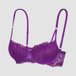 Savage X Fenty Not Sorry Balconette Bra 40DD Metallic Purple Lace Lined